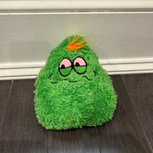 🎉HP🎊 Barkbox Fuzzy Green Pet Dog Plush 420 Toy with Orange Accent